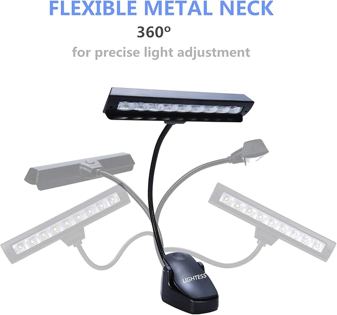 Lightess Dimmable Music Stand Lights Clip on Book Light Piano LED Reading Lamp USB Desk Lamp, Black