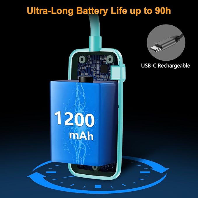 Gritin 19 LED Rechargeable Book Light for Reading in Bed with Memory Function- Eye Caring 3 Color Temperatures,Stepless Dimming Brightness,90 Hrs Runtime Clip on Light for Book Lovers-Blue