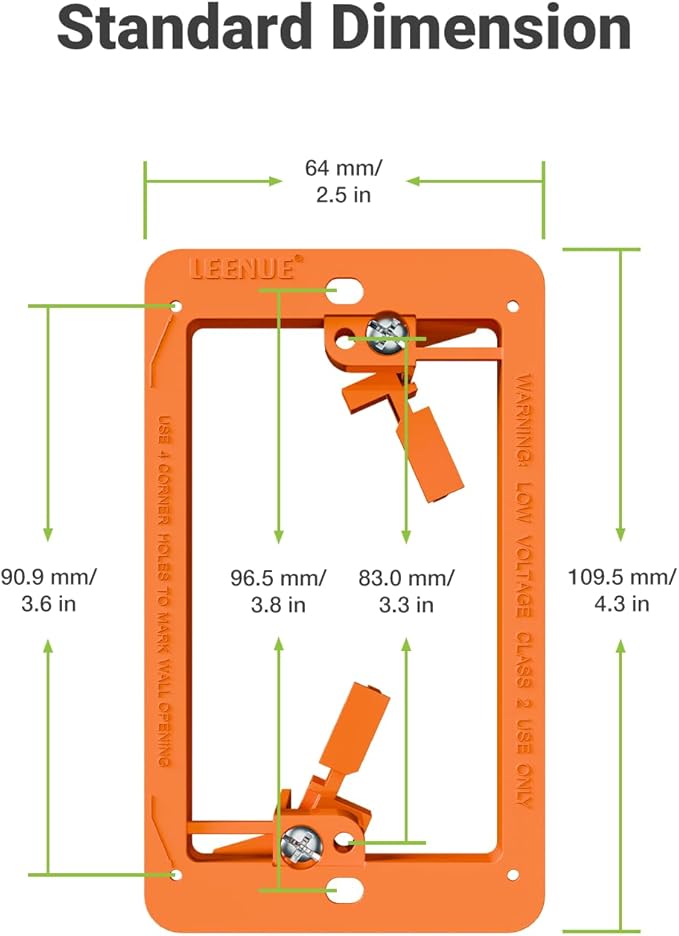 Low Voltage Mounting Bracket 1 Gang for Ethernet Wall Plate, Low Voltage Box for Telephone Cord, Network Cable, Hdmi Cable, Coax Cable, and Speaker Wire, 6 Pack
