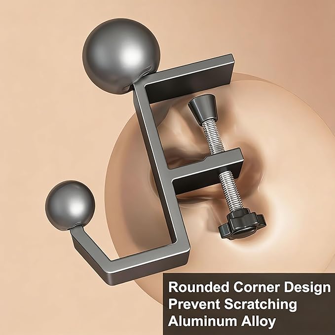 Headphone Stand - Aluminum Alloy Headphone Holder, Under Headset Stand for Desk Fit for PC Gaming Headset Hanger Hook Suitable for Office, Computer, Student Class Desk, Handmade Creator Table (Grey)