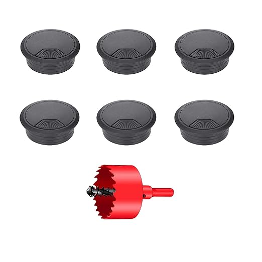 TuTuYa 6PCS Desk Grommet, Desk Cable Grommet 3-1/6 Inch (80 mm) Black Desk Cable Hole Cover with Hole Saw, Cable Pass Through, Ideal Solution for Office and Home Table Cable (Black, 3-1/6 Inch)