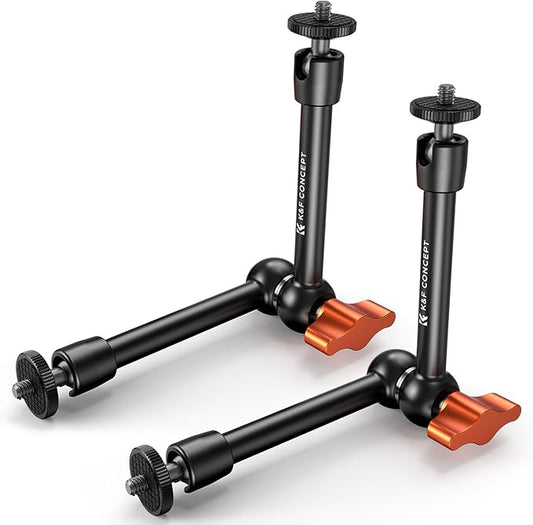 K&F CONCEPT 2-Pack 9.8" Magic Arm, 1/4" Screw Camera Mount Arm 360° Ball Heads for DSLRs, Monitor, Flash, LED Light, Microphone, Camera Cage, Action Camera