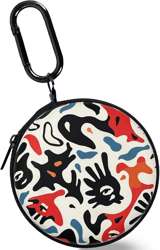 Earbud Case Headphone Organizer Ear Bud Case Portable EVA Carrying Box Storage Bag with Carabiner for AirPods Beats Bose Galaxy Buds 4/3/FE Data Cable Storage (Abstract Painting)
