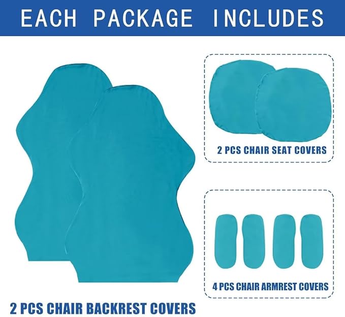 SARAFLORA Gaming Chair Cover, 2 Pack Teal - Stretchable, Removable, Protective Chair Cover for Armchair, Swivel Chair, Computer Boss Chair, Spandex Slipcovers
