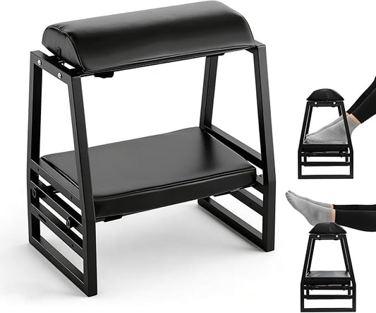 Adjustable Double Step Footrest Under Desk,9-Angle Double Step Foot Stool for Office & Home, Ergonomic Foot Support with Non-Slip Pads - Black