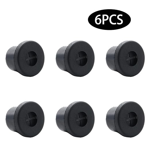 6 Pcs 10mm / 3/8 Inch Black Cable Cord Grommets, Rubber Desk Grommets for Table Computer Desk Wire Organizer TV Console and Other Furnitures Cover