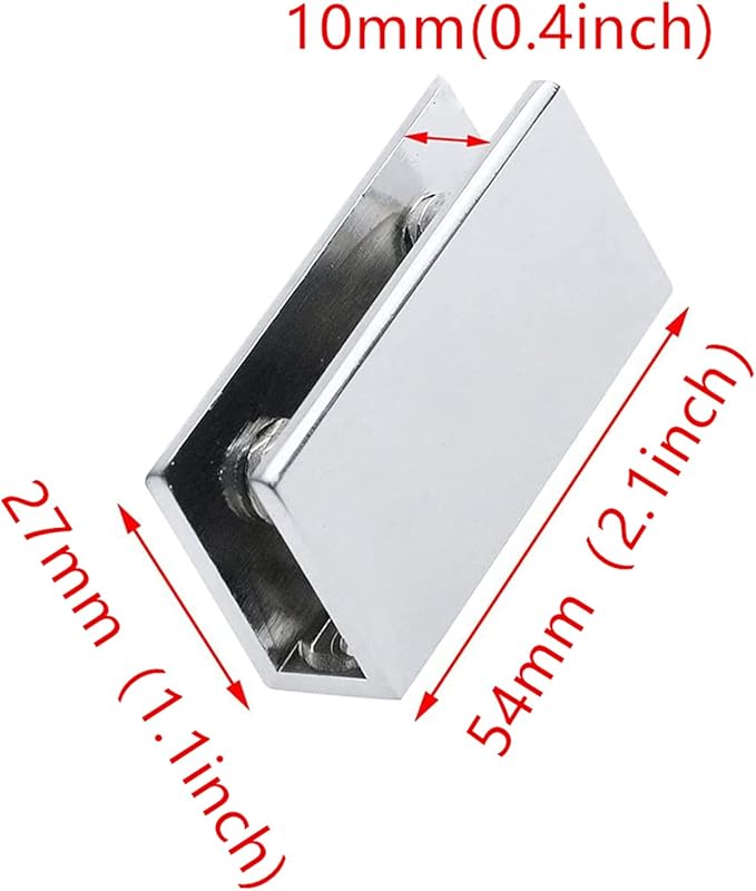 XMHF Stainless Steel Rectangle Adjustable Clip Clamp Silver Tone Bracket Holder for 6-10mm Thickness Glass Pack of 8