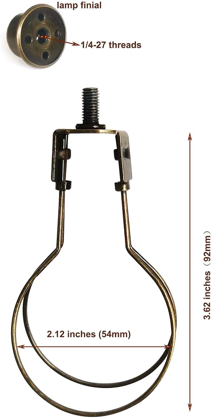 GY & CK® Lampshade Clip on Adapter, Lamp Shade Light Bulb Clip Adapter, Lamp Shade Holder for Light Bulbs Attaching Finial Antique Brass