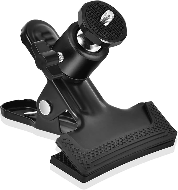 UTEBIT Heavy Duty Tripod Camera Mount Clip with 360 Swivel Mini Ballhead, Black Spring Clamp for DSLR Video Photoshoot Studio
