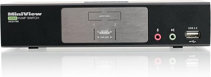 IOGear 2 Port HDMI Multimedia KVM Switch with Audio, USB 2.0 Hub and HDMI KVM Cables GCS1792