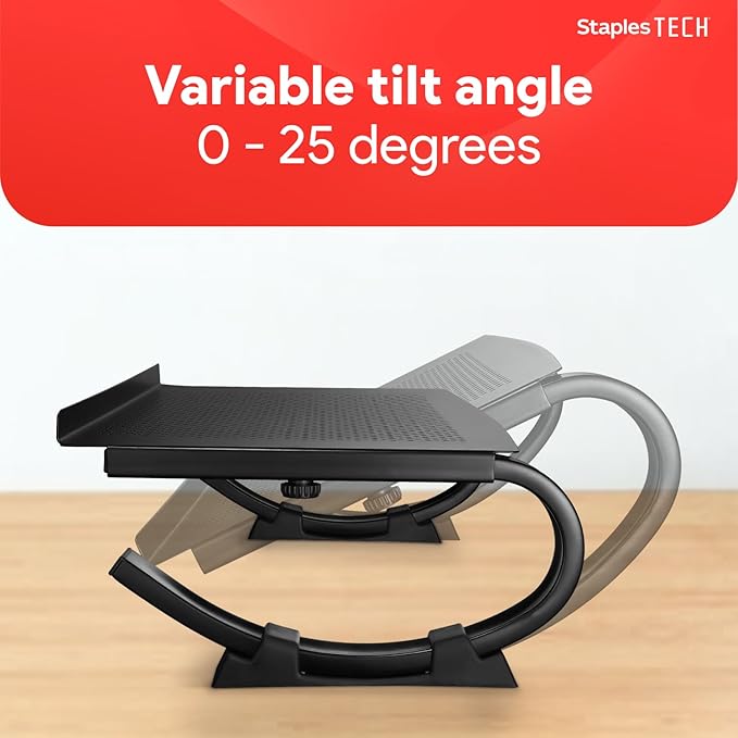 STAPLES Adjustable Steel Laptop Stand – Ergonomic Curved Desktop Riser for Laptops & Notebooks
