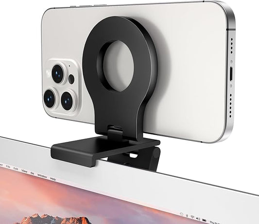 Itramax Continuity Camera Mount for iMac&Desktop Monitor,Magnetic Phone Webcam Stand,Foldable Phone Webcam Holder for MagSafe iPhone 17 Air Pro Max/17e/16/15/14/13/12/11/XR/XS,Mac,MacBook,Apple TV 4K