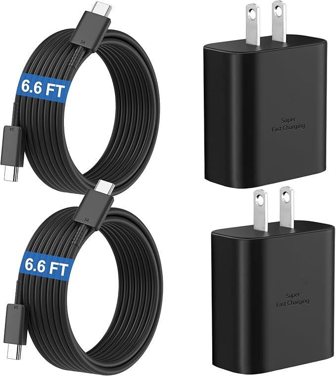 45W Super Fast Charger USB C Android Phone Type C Charger Fast Charging Block with 6.6FT Cord for Samsung Galaxy S26/S26 Ultra/S26+/S25 Ultra/S25/S24 Ultra/S24/S23 Ultra/S22/S21/S20/Note 10, Black