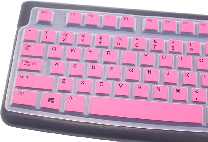 Silicone Keyboard Skin Cover Protector Compatible for Logitech K120 & MK120 Full-Size Wired Keyboard, MK120 & K120 Keyboard Protective Accessories (Pink)
