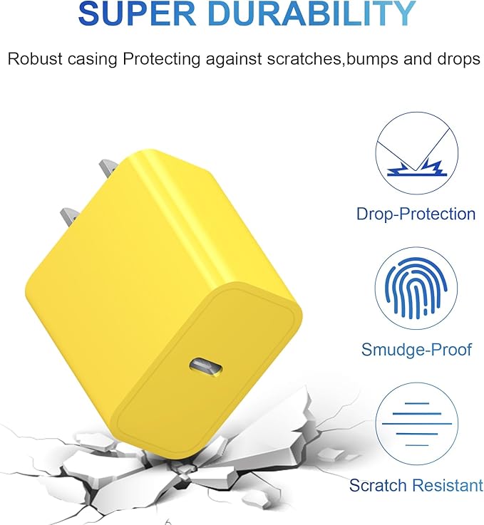 iPhone 14 13 12 11 Charger Fast Charging iPhone Fast Charger 3-Pack 20W iPad Chargers 6FT C Chargers Fast Charging Cord Whit iPhone 14/14 Max/13 Pro/13/12 Mini/12 Pro Max/11 Max/Xs and iPad(Yellow)