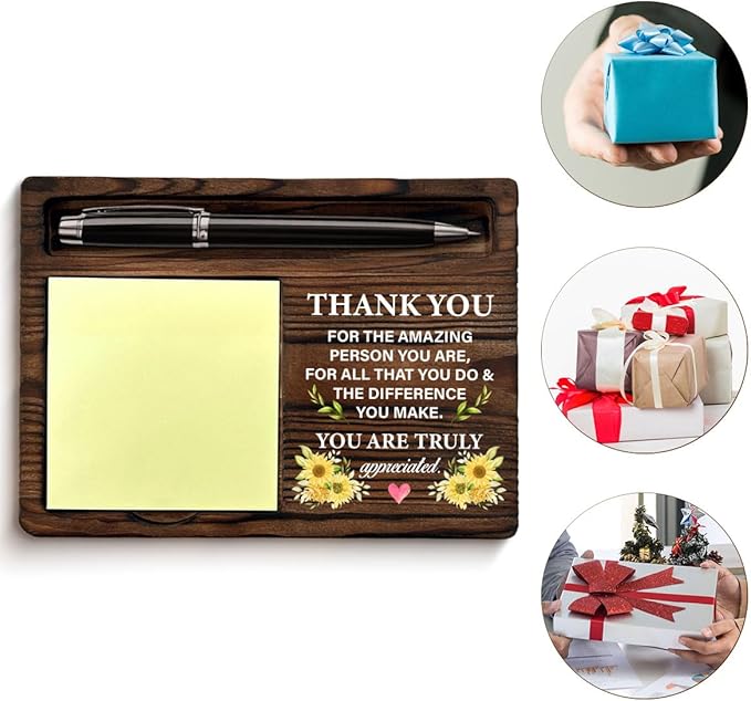 Thank You Gifts for Women Coworkers Employees, Appreciation Gifts for Coworkers Boss Teacher Nurse Social Worker, Thank You Post It Note Dispenser for Office Cubicle Desk Decor