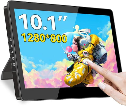 10.1 Inch Touchscreen Mini Monitor, IPS 1540×720 USB-C HDMI Portable Secondary Display with Stand & Speaker, Stretched Bar Screen for PC Laptop Rasp PI AIDA64 STEM DIY (1280×800)