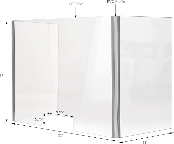M&T Displays Foldable Sneeze Guard with Slot Cough Barrier Protective Shield Portable Student Desk Divider Screen Clear Table Panel for School 22x18x11 Inch