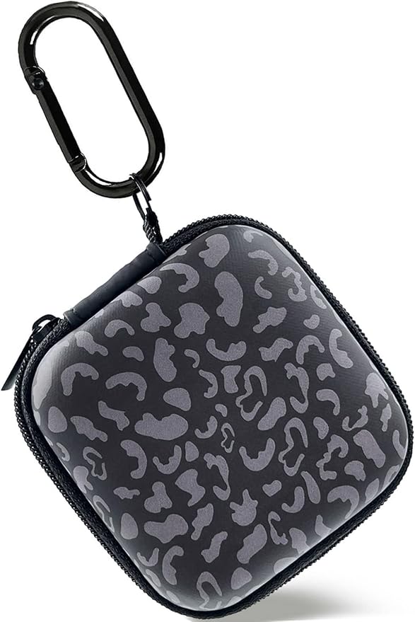 Earbud Case Headphone Organizer Ear Bud Case Portable EVA Carrying Box Storage Bag with Carabiner for AirPods Beats Bose Galaxy Buds 4/3/FE Data Cable Storage (Grey Cheetah)