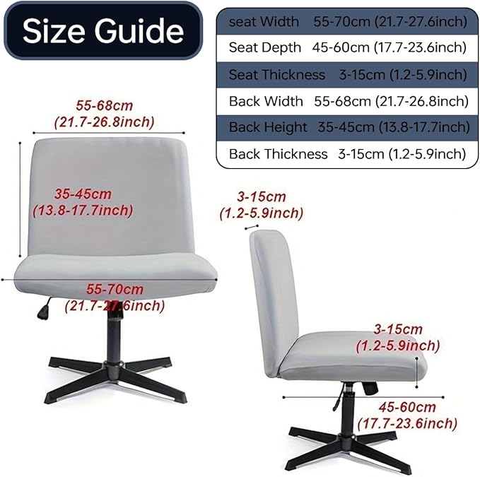 Armless Chair Slipcover Stretch Criss Cross Chair Cover, Mid Back Wide Seat Accent Chair Covers,Modern Vanity Chair Cover for Office Desk (Leaf Vein)