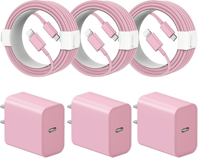 iPhone 14 13 12 11 Charger Fast Charging iPhone Fast Charger 3-Pack 20W iPad Chargers 6FT C Chargers Fast Charging Cord Whit iPhone 14/14 Max/13 Pro/13/12 Mini/12 Pro Max/11 Max/Xs and iPad (Pink)