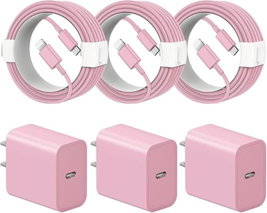 iPhone 14 13 12 11 Charger Fast Charging iPhone Fast Charger 3-Pack 20W iPad Chargers 6FT C Chargers Fast Charging Cord Whit iPhone 14/14 Max/13 Pro/13/12 Mini/12 Pro Max/11 Max/Xs and iPad (Pink)