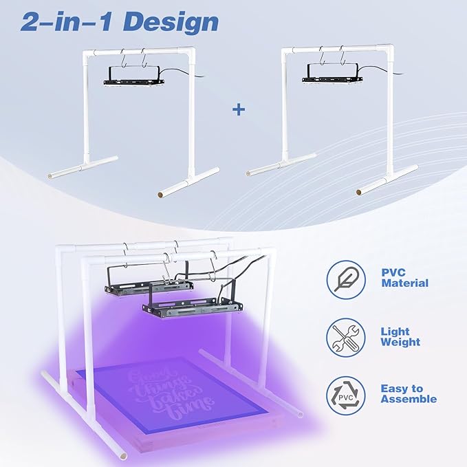 Ecoofor 2 Pcs 50 W LED UV Light for Screen Printing with Dual Stands, Exposure Unit for Screen Printing Kit, Photo Emulsion, and Cyanotypes