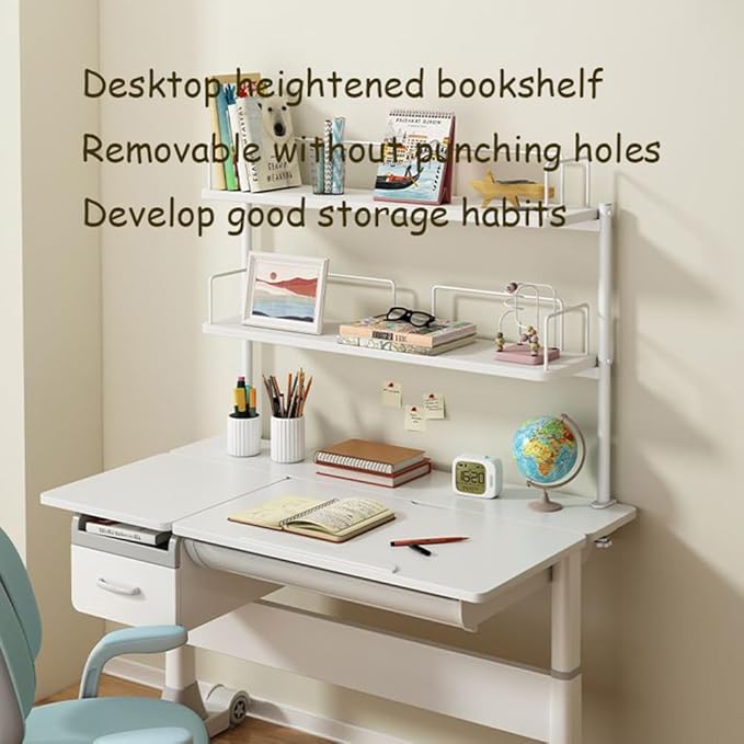 Clamp on Desk Organizer Shelf,Clamp-on Above Desktop Storage Shelf,Versatile Desk Shelving Unit,Printer Stand,for Table Accessories, Gaming Devices,White-60 * 20 * 60cm/23.6 * 7.8 * 23.6in