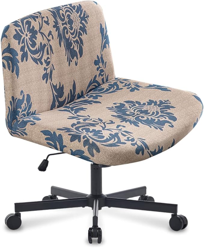 Levoberg Armless Criss Cross Office Desk Chair Cover Slipcovers Printed Vanity Desk Chair Covers Armless Cross Legged Wide Chair Covers Accent Mid Back Wide Swivel Task Chair Protector #17