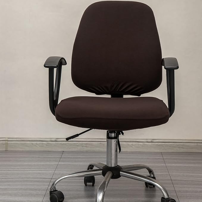 Melaluxe Computer Office Chair Covers, Protective & Stretchable Universal Chair Cover,Stretch Rotating Chair Slipcover (Coffee)