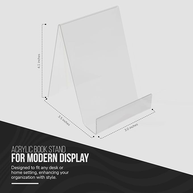 Acrylic Book Stand, Clear Display Holder, Pack of 6 Easels for Books, Cards Transparent