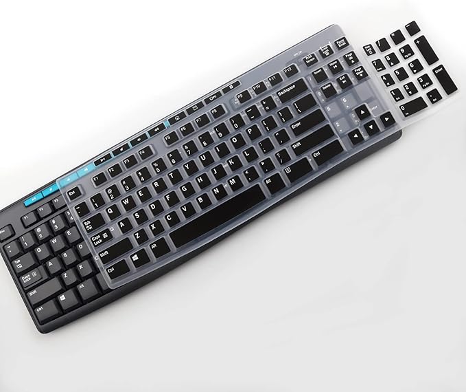 Keyboard Cover Skin Protector Fit Logitech MK275 MK270 Keyboard, Logitech K200 K260 K270 MK200 MK260 Ultra Thin Desktop PC Silicone Keyboard Cover-Black
