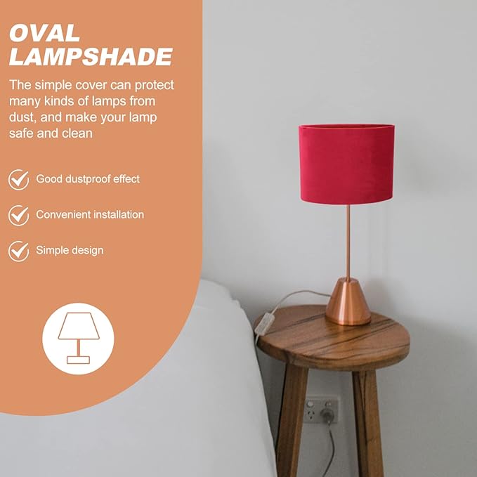 KALLORY 1pc Simple Oval Lampshade Cloth Lamp Cover for Bedside and Table Lamps Elegant Design for Home Hotel and Study Decor and Multipurpose Use Fine Workmanship