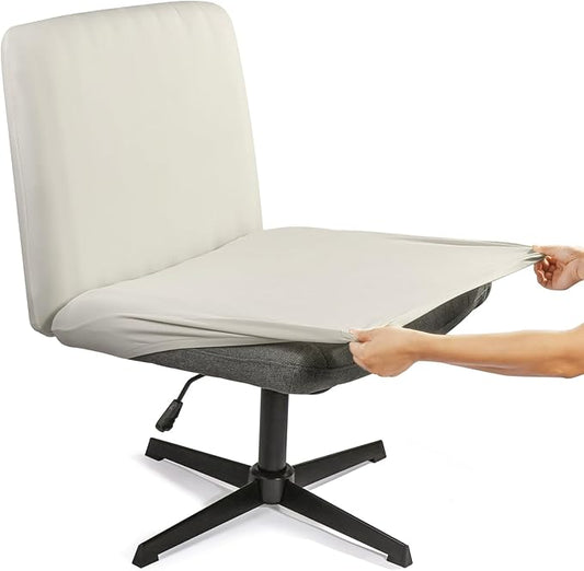 Iauddy Armless Criss Cross Office Desk Chair Cover Slipcover,Accent Mid Back Wide Swivel Task Vanity Slipper Chair Protector Stretch Removable Without Arms for Accent Chair