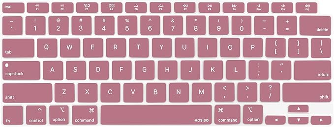 MOSISO Keyboard Cover Compatible with MacBook Air 13 inch 2022 2021 2020 Release A2337 M1 A2179 Retina Display with Touch ID Backlit Magic Keyboard, Waterproof Protective Silicone Skin, Tea Petal Pink