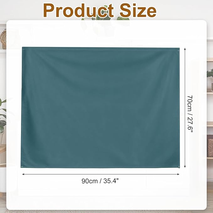 uxcell Cabinet Curtains, Dust Proof Privacy Drape Short Curtain, Hook & Loop Under The Desk Skirt for Kitchen Bathroom Closet Storage Room (35.4" W x 27.6" H, Green)