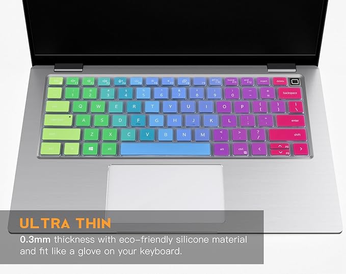 Colorful Keyboard Cover for Dell Latitude 5420 5430 5440 5450 3450 3440 14, Latitude 7440 7430 7420 7410 9420 9430 14, Latitud 7650 7640 16, Dell Latitude 9510 9520 7520 15.6" Laptop -Rainbow
