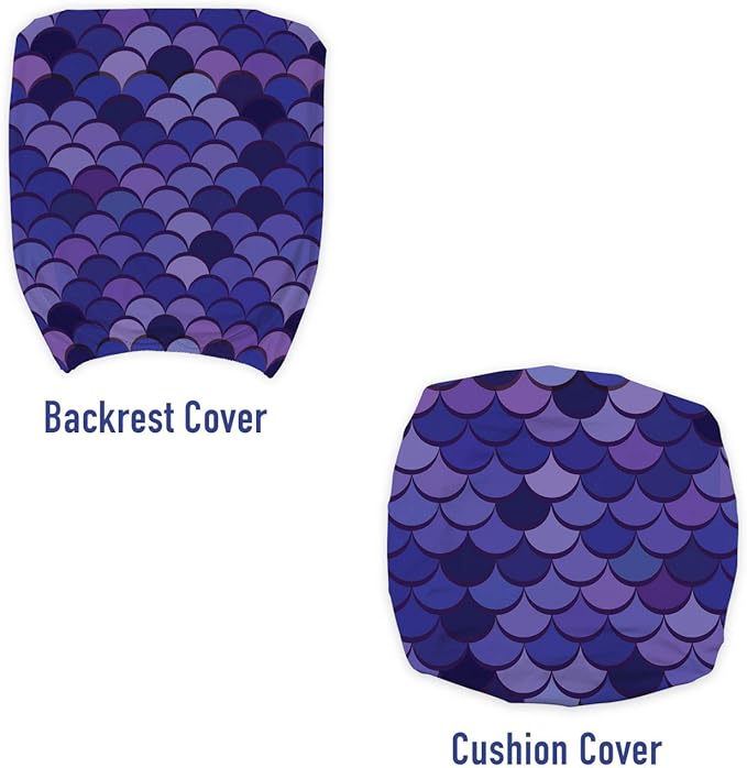 Ambesonne Mermaid Tail Office Chair Slipcover, Japanese Folk Inspired Cartoonish Squama Scales in Purple Color Palette, Protective Stretch Decorative Fabric Cover, Standard Size, Purple