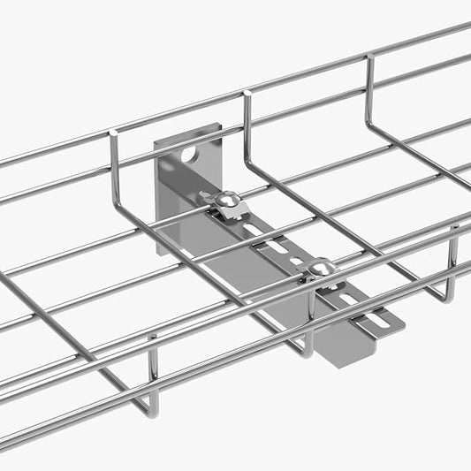 Kable Kontrol Reinforced Bracket – 6” Width - Wire Mesh Tray Cable Management Rack Cords Organizer Cable Basket, Zinc Plated Steel NEC Approved for Network, Fiber Optic, Cabling Accessory
