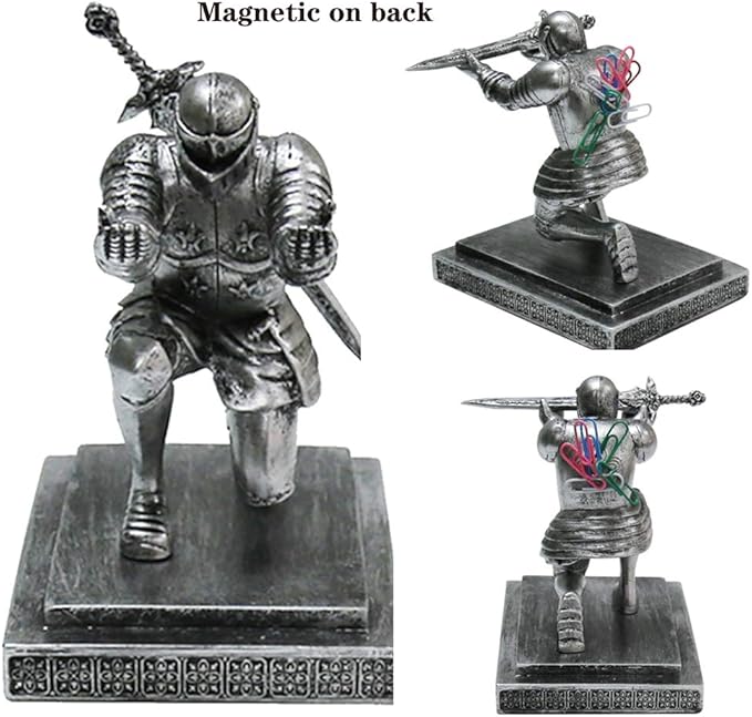 Knight Pen Holder Magnetic Cool Desk Accessories and Organizers Executive Soldier Knight Pen Holder Nice Christmas Gift for Boyfriend Husband Dad Son