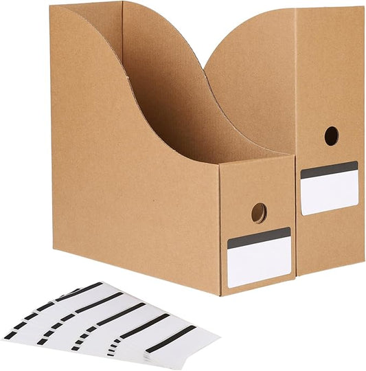 35 Pack Cardboard Magazine File Holder Organizer, Foldable Magazine Storage Box Holder Document Rack Desktop File Organizer for School, Office and Home (10.12 x 3.78 x 10.43 Inches, Brown)