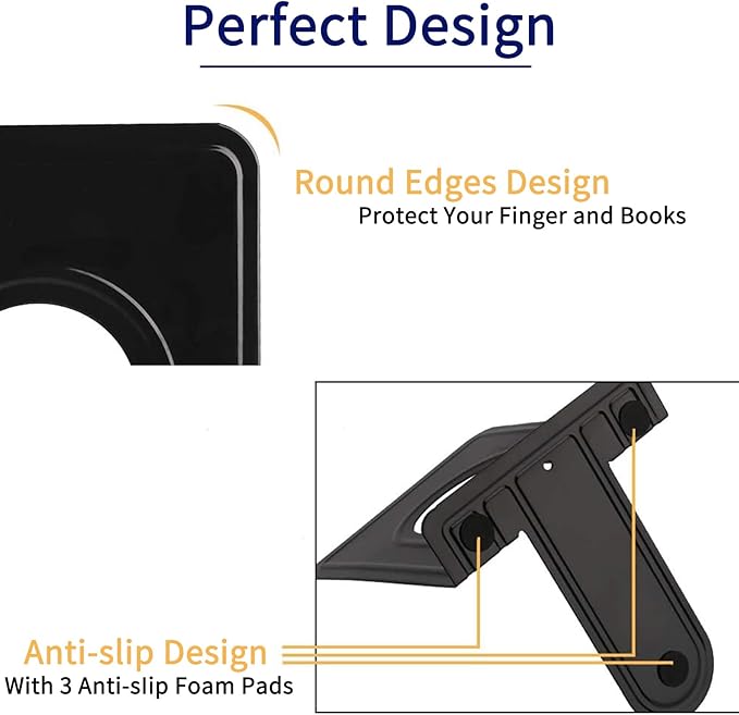Jekkis 20pcs Metal Bookends for Shelves, 6.6"x 5.7"x 5" Black Heavy Duty Book Ends for Nonskid Bookend Supports Plain Large Bookends, Library Office Home, 10 Pair