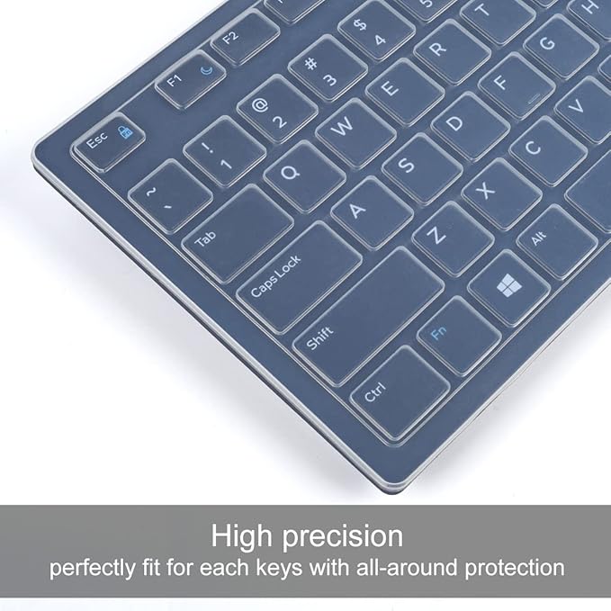 Keyboard Cover Skin for Dell KB216 Wired & Dell KM636 Wireless Keyboard/Dell Optiplex 5250 3050 3240 5460 7450 7050/Dell Inspiron AIO 3475/3670/3477 All-in one Desktop Keyboard Cover Protector, Clear