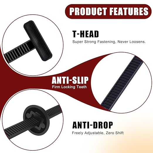 200 Pack Nylon Universal Cable Tie Buckle Zip Tie, Heavy Duty Self-Locking Push Pin with Button Fixion Tools, UV Resistant Plastic Rivet Fasteners for Car Auto Repair (Fender, Bumper, Trunk Liner)