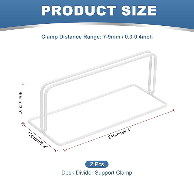 PATIKIL Baffle Desk Divider Clamp, 2 Pcs Punch-Free Base Desk Shield Clamp Desk Divider Partition Clamp Privacy Panel Bracket Holder for DEST Partition Support Office, White