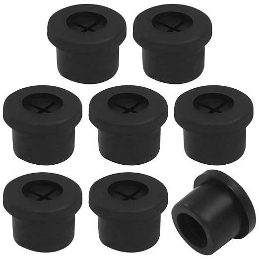 8 Pcs 1/2 Inch (12mm) Cable Grommet, Flexible Rubber Wire Hole Cover Pass Through for Office Computer Desk, Cabinet & Furniture Wire Organizer, Black