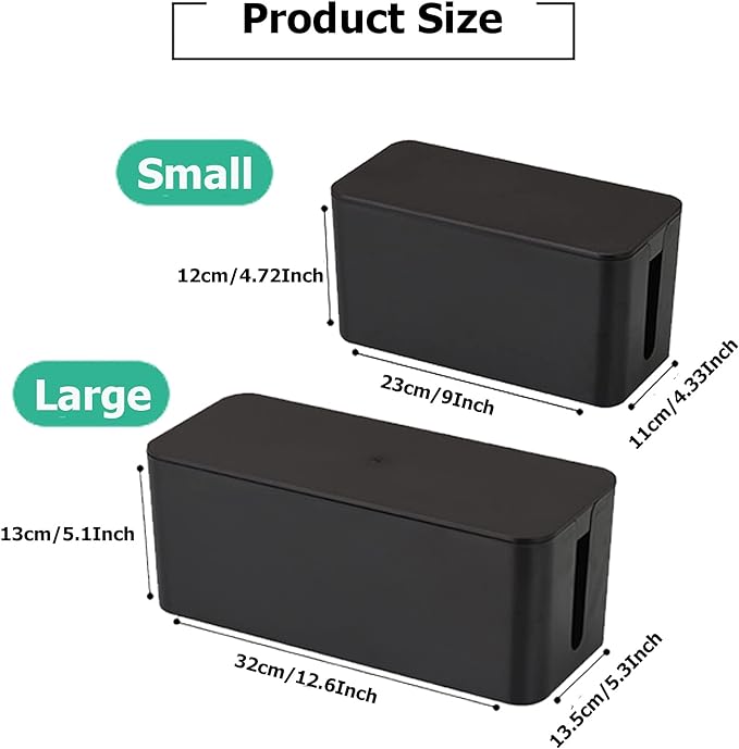 Cable Management Box,Cord Organizer Box for Home and Office System to Cover and Hide & Power Strips & Cords,Surge Protector (Large, White)