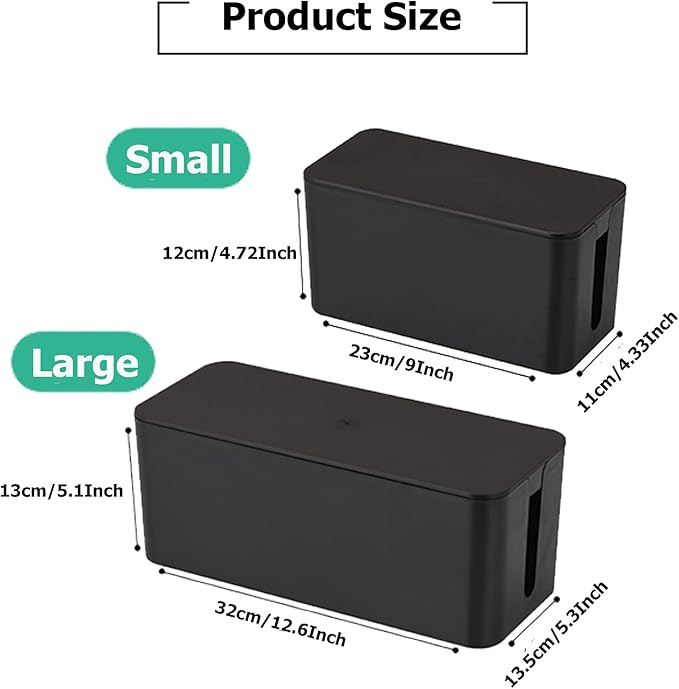 Cable Management Box,Cord Organizer Box for Home and Office System to Cover and Hide & Power Strips & Cords,Surge Protector (Small, White)