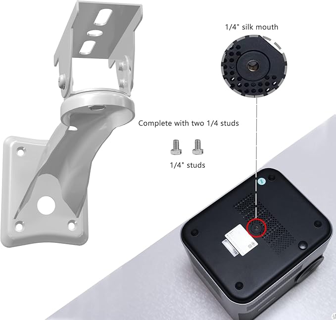 Drsn Mini Projector Wall Mount Bracket, Universal 360° Rotation, 7.8in Adjustable Arm, for CCTV Security Camera, Webcam, Small Projector (White, 11 lbs)