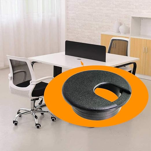 TTSAM Desk Grommet Desk Hole Covers 2 Inch Black Plastic Grommets Table Grommet Cap，Used for Wire and Cable Finishing on Office Computer Desk (Pack of 10)